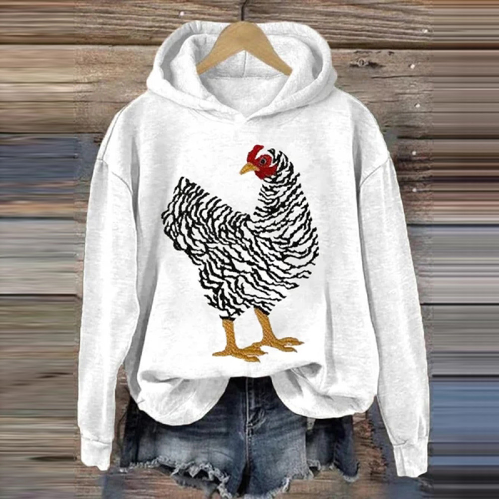 Women'S Funny Chick Print Long Sleeve Sweatshirt