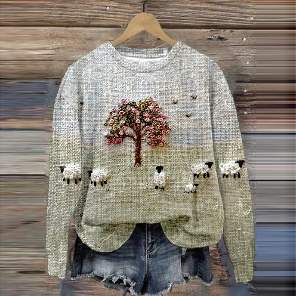 Women'S Sheep Art Print Hoodie Long Sleeve Sweatshirt