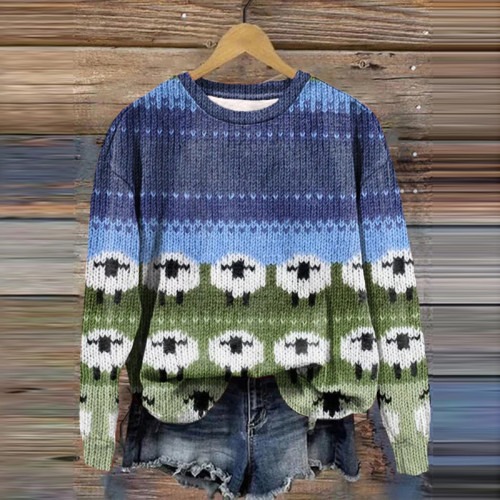 Women'S Sheep Art Print Hoodie Long Sleeve Sweatshirt
