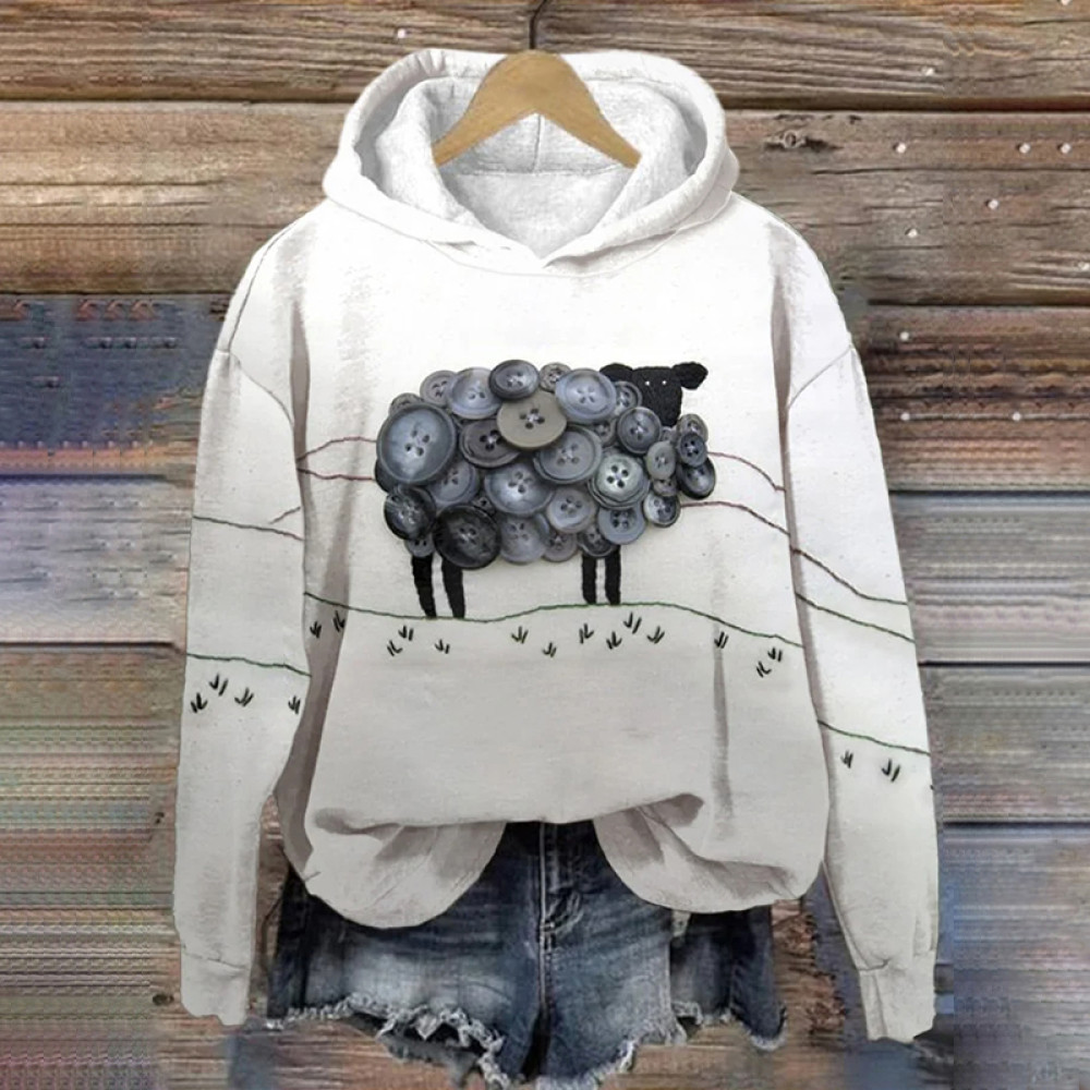 Women'S Sheep Print Long Sleeve Sweatshirt