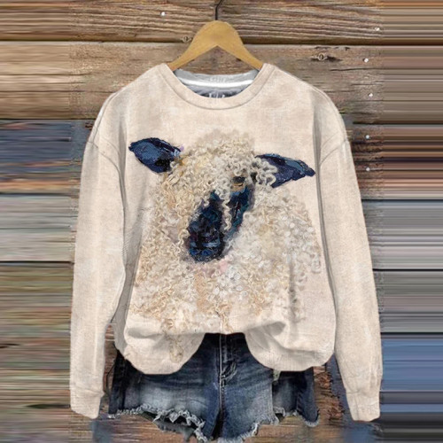Women's Black Sheep Print Sweatshirt