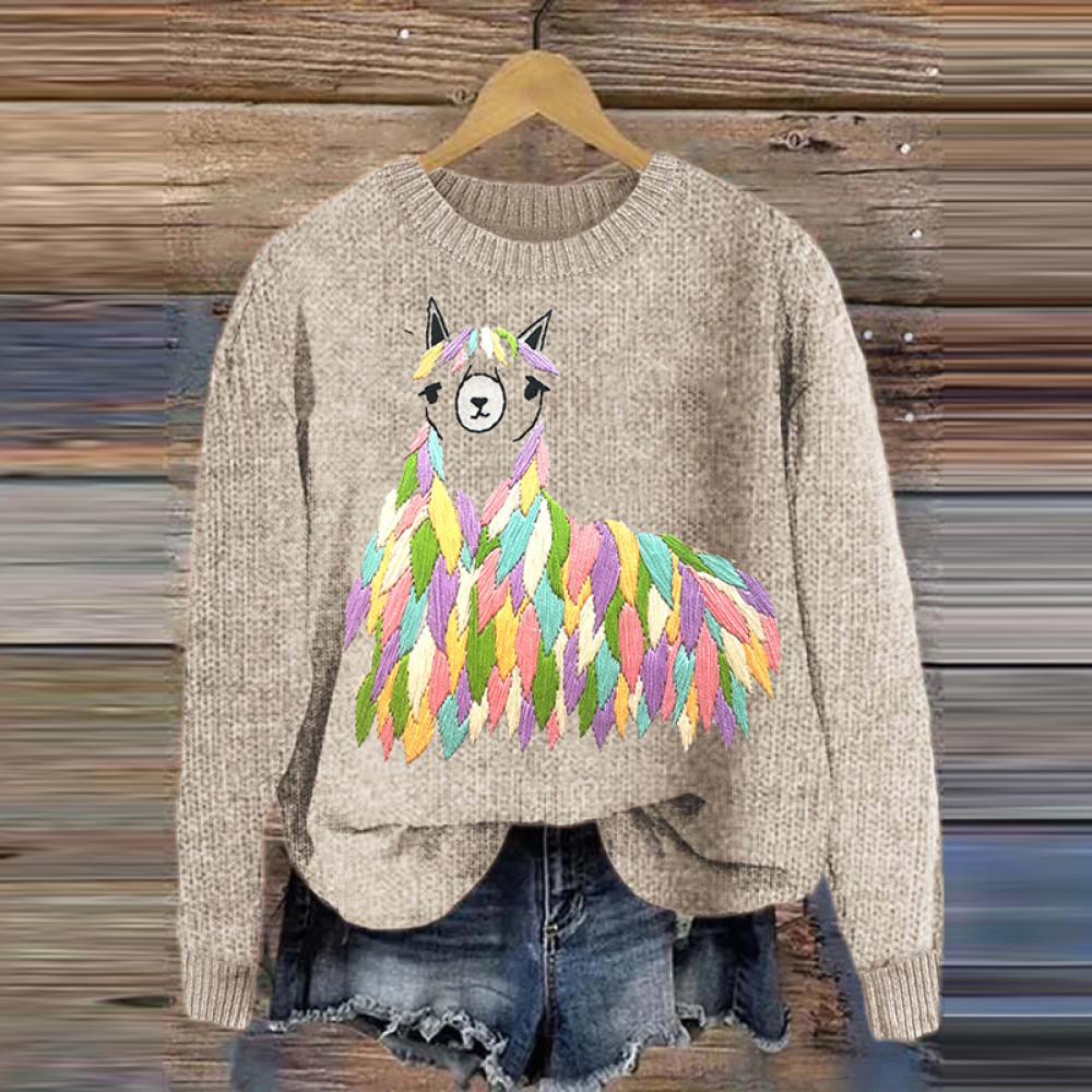 Women's Color Block Alpaca Cozy Sweater