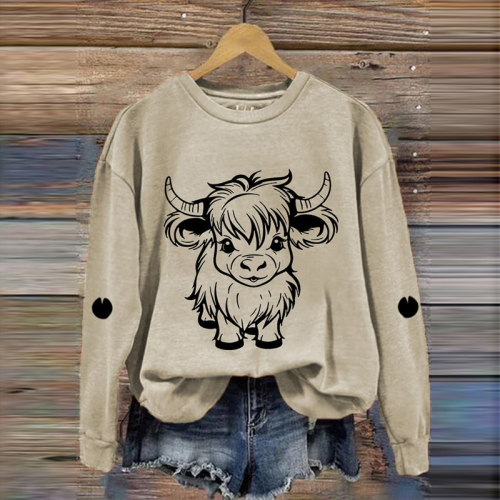 Women's Cute Highland Cow Casual Sweatshirt