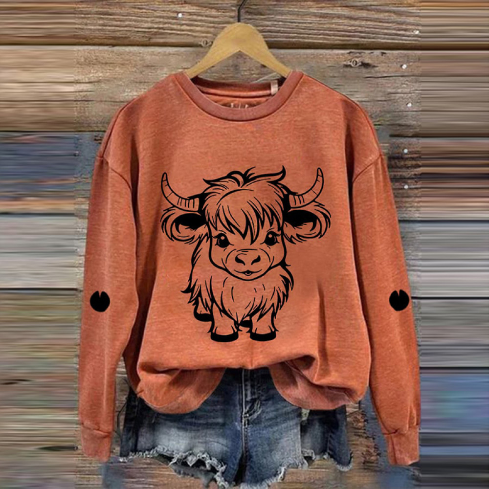 Women's Cute Highland Cow Casual Sweatshirt