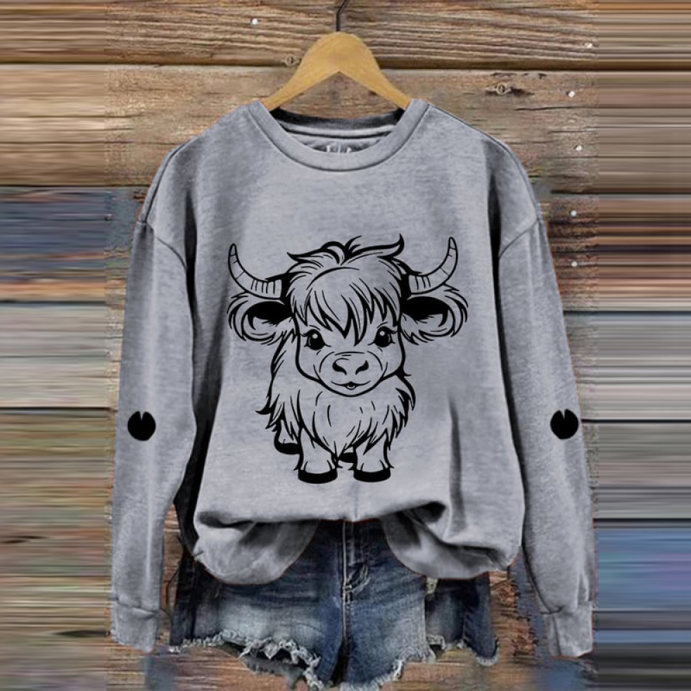 Women's Cute Highland Cow Casual Sweatshirt