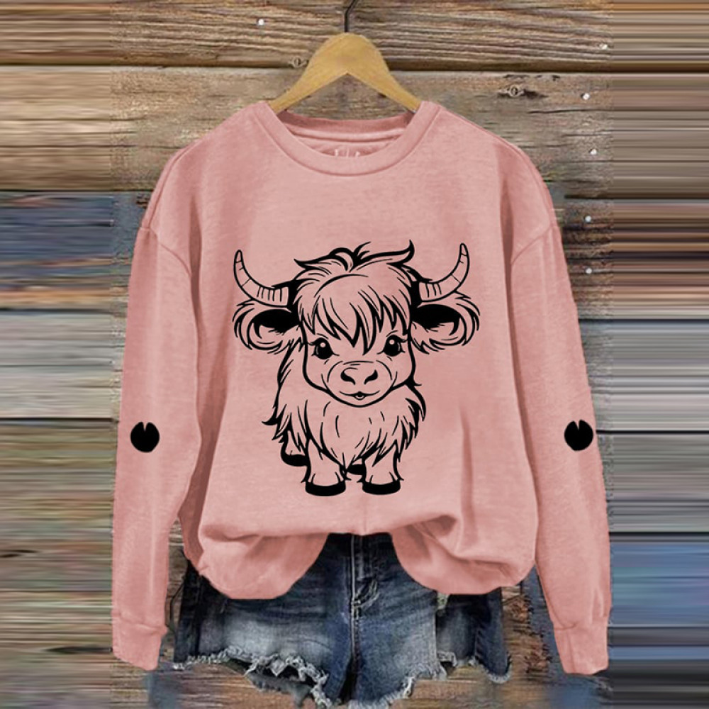 Women's Cute Highland Cow Casual Sweatshirt