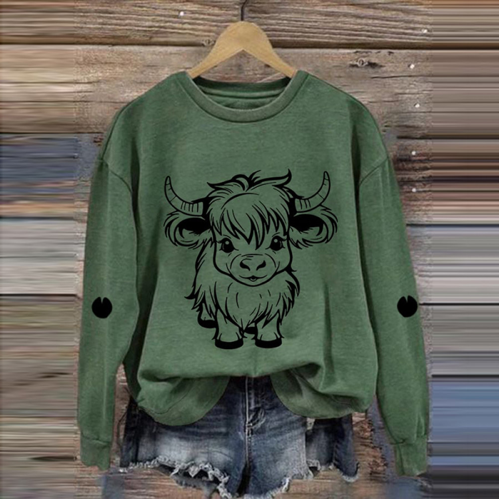 Women's Cute Highland Cow Casual Sweatshirt