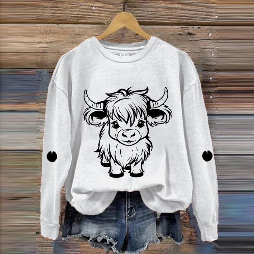 Women's Cute Highland Cow Casual Sweatshirt