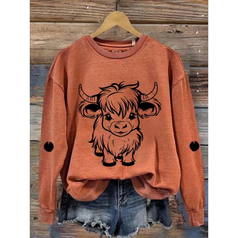 Women's Cute Highland Cow Casual Sweatshirt