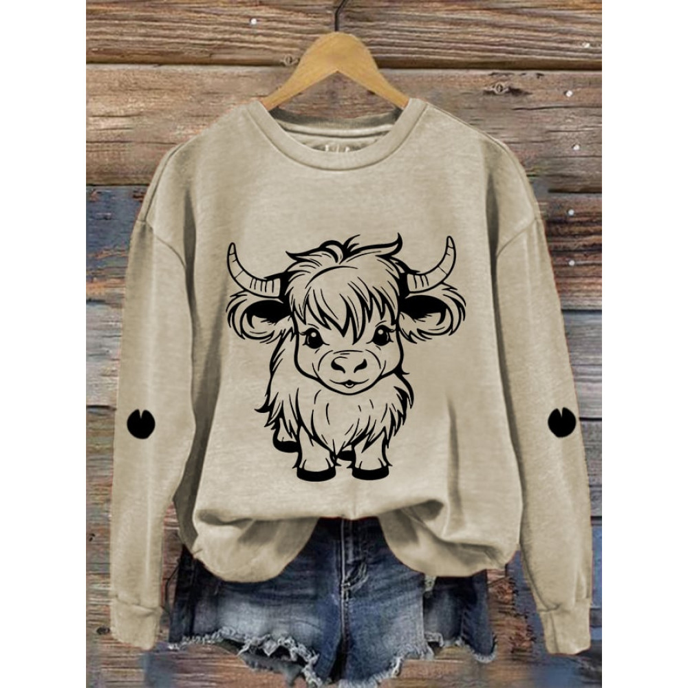 Women's Cute Highland Cow Casual Sweatshirt