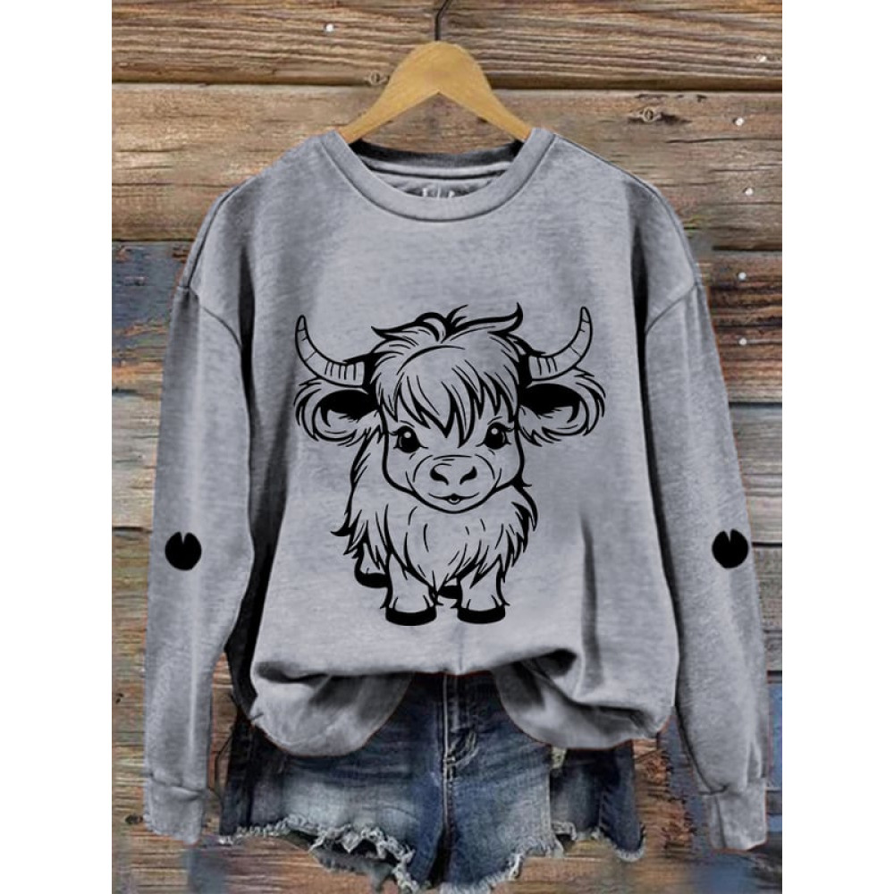 Women's Cute Highland Cow Casual Sweatshirt