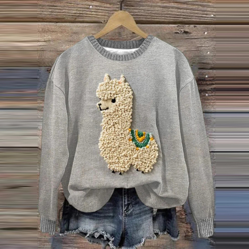 Women's Cute Plush Sheep Pattern Print Sweatshirt