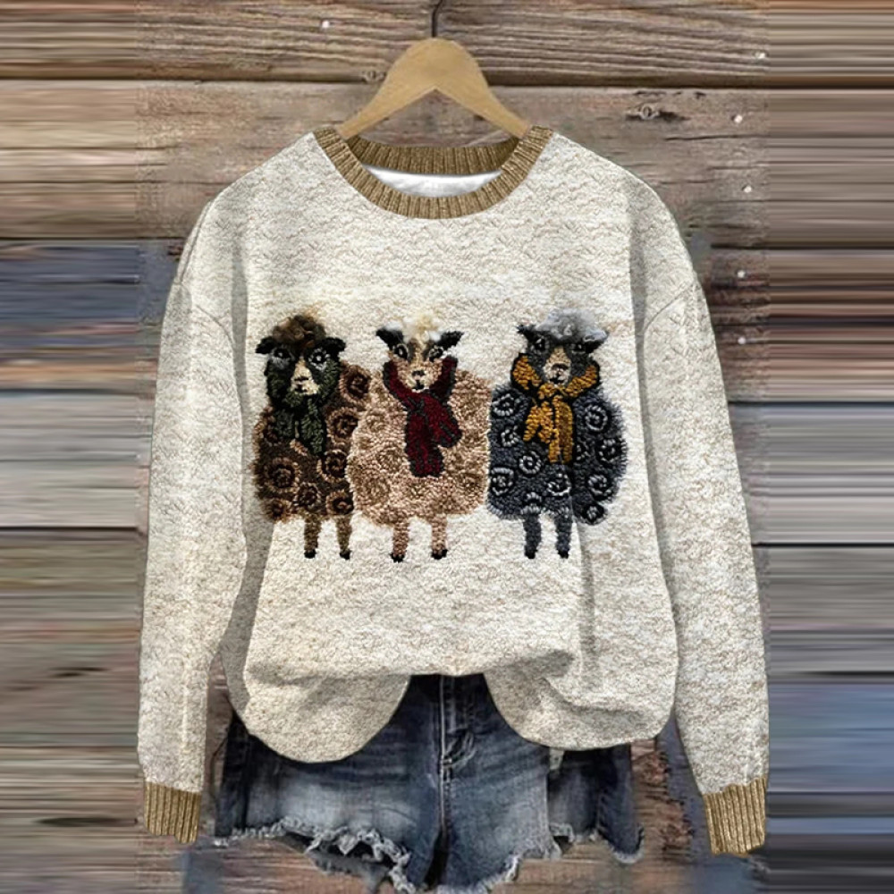 Women's Cute Plush Sheep Pattern Sweater