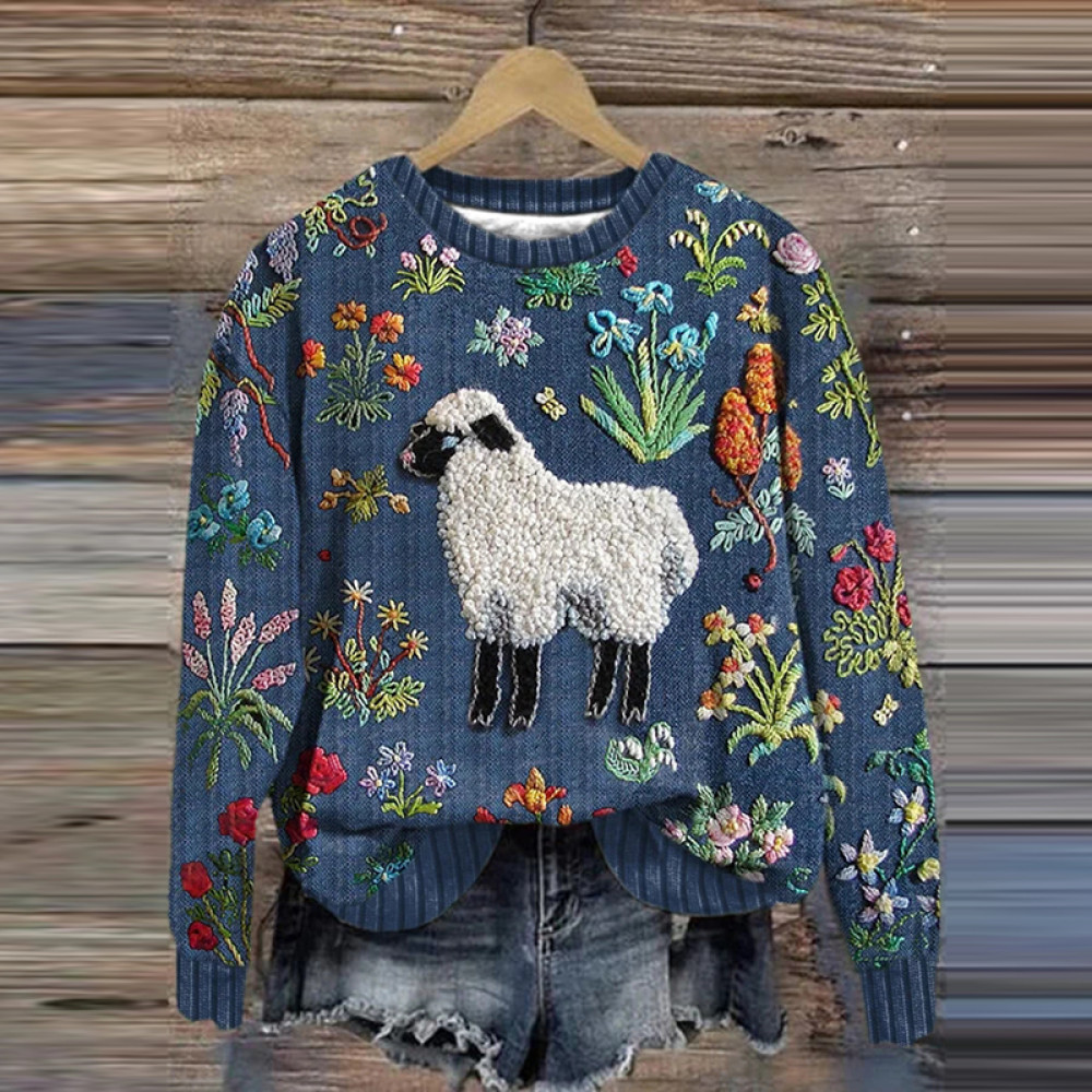 Women's Cute Sheep Print Sweatshirt