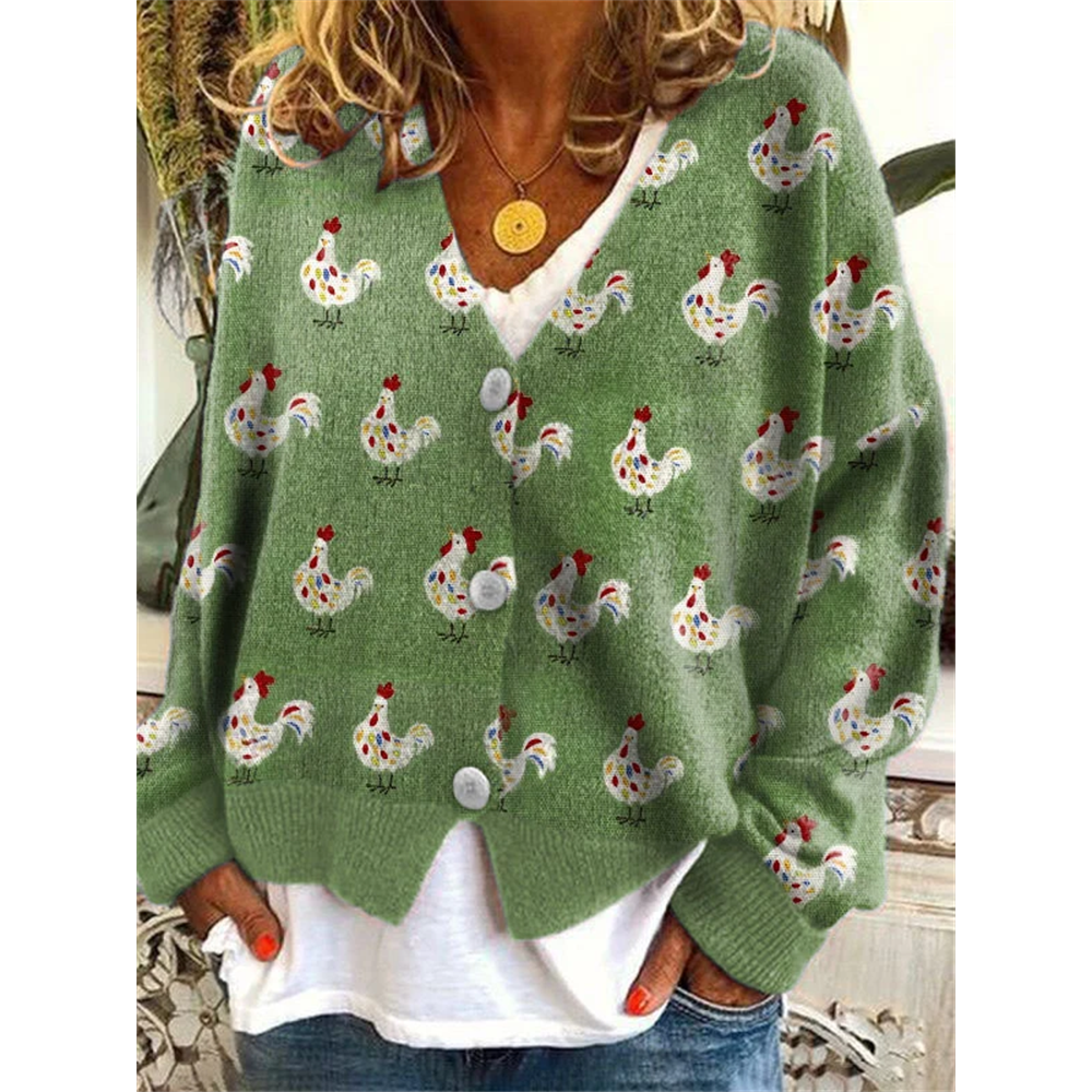 Women's Fun Chick Print Long Sleeve Cardigan