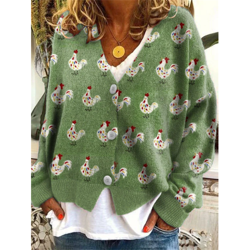 Women's Fun Chick Print Long Sleeve Cardigan