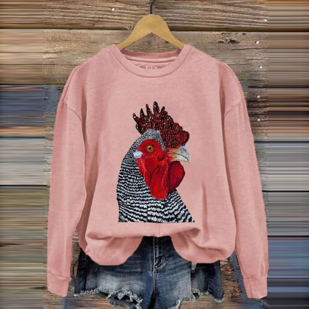 Women's Funny Chicken Print Casual Sweatshirt