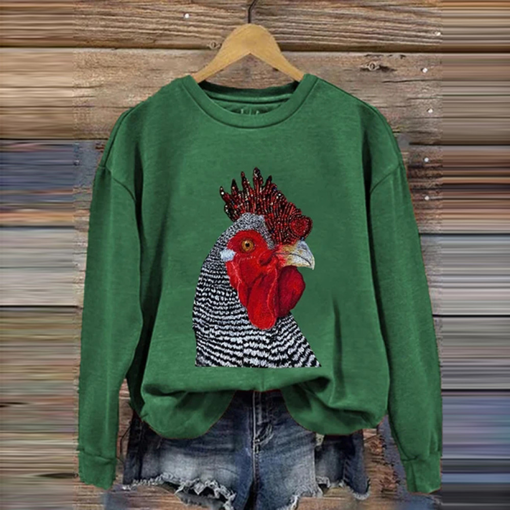 Women's Funny Chicken Print Casual Sweatshirt