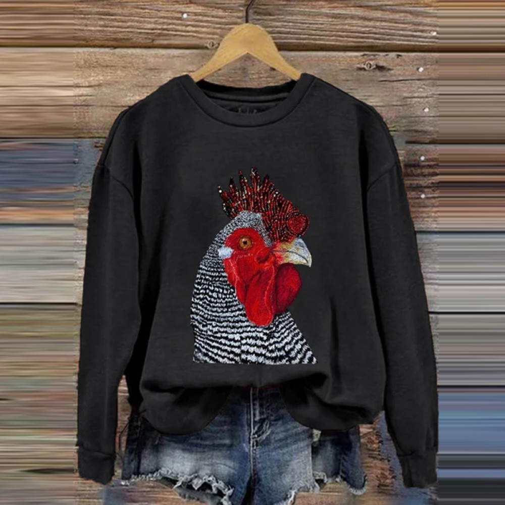 Women's Funny Chicken Print Casual Sweatshirt