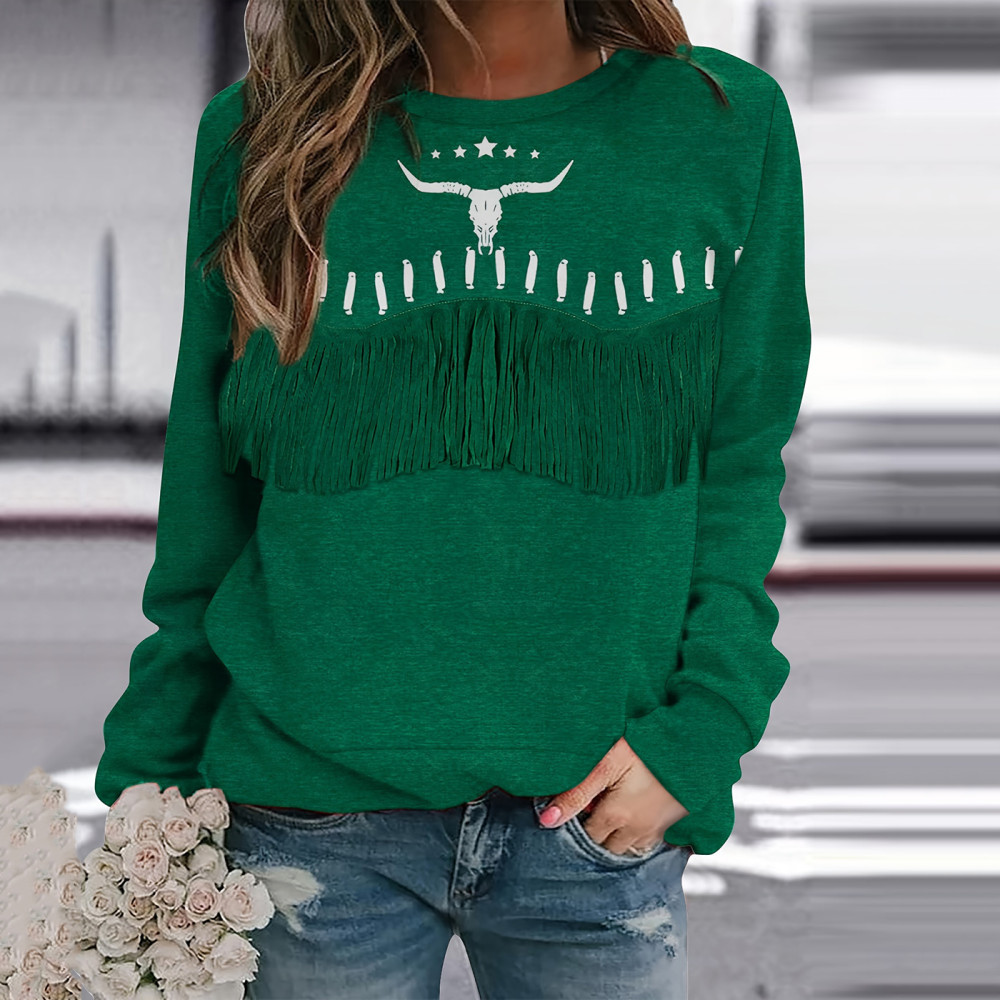 Women's Highland Cow Cow Head Print Casual Sweatshirt