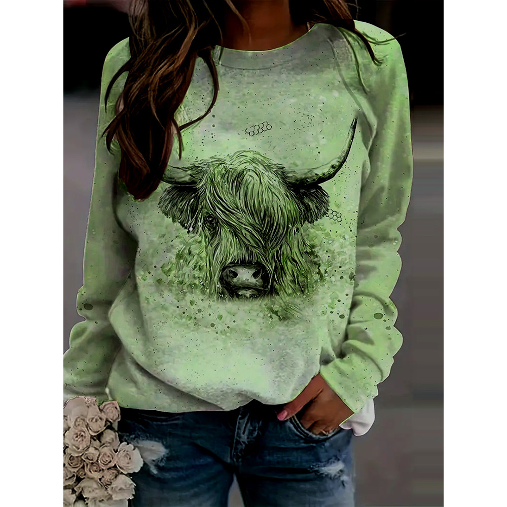 Women's Highland Plus Cow Print Casual Sweatshirt