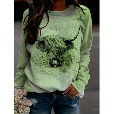 Women's Highland Plus Cow Print Casual Sweatshirt