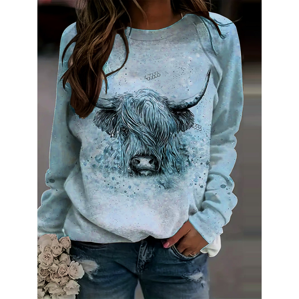 Women's Highland Plus Cow Print Casual Sweatshirt
