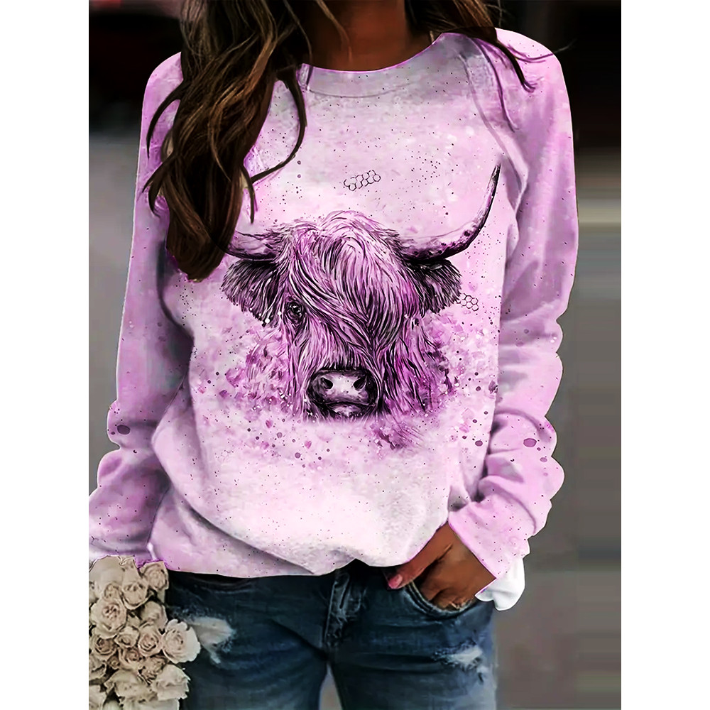 Women's Highland Plus Cow Print Casual Sweatshirt