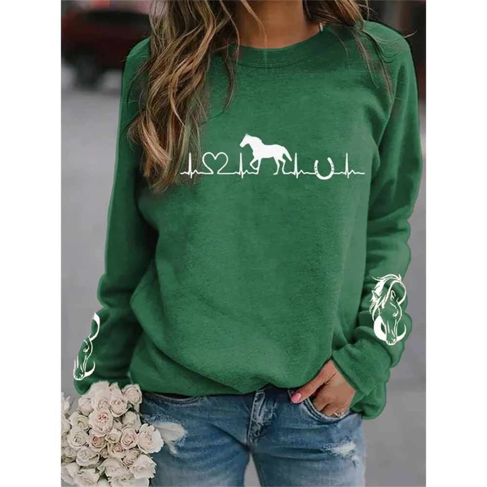 Women's Horse Heartbeat Horse Lover Horse Lovers Casual Sweatshirt