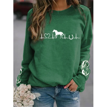 Women's Horse Heartbeat Horse Lover Horse Lovers Casual Sweatshirt