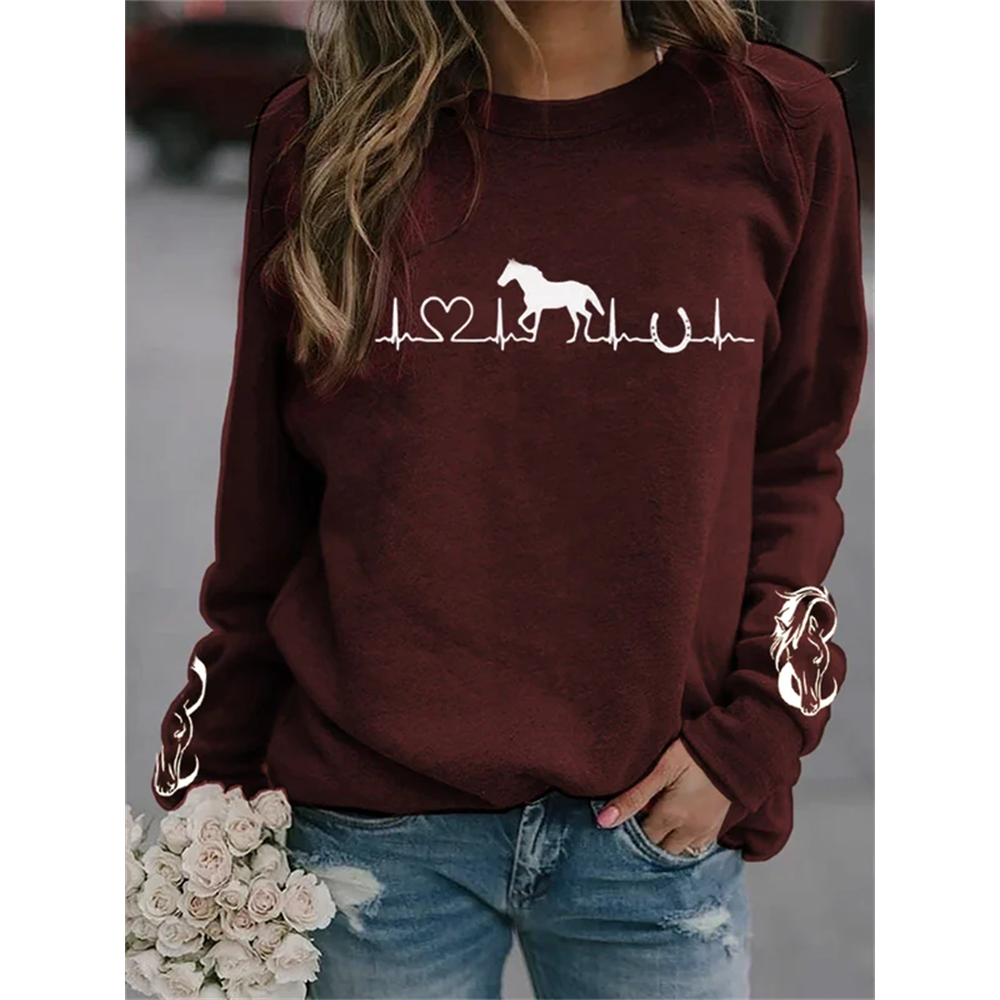 Women's Horse Heartbeat Horse Lover Horse Lovers Casual Sweatshirt
