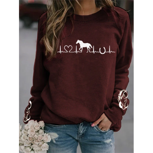 Women's Horse Heartbeat Horse Lover Horse Lovers Casual Sweatshirt