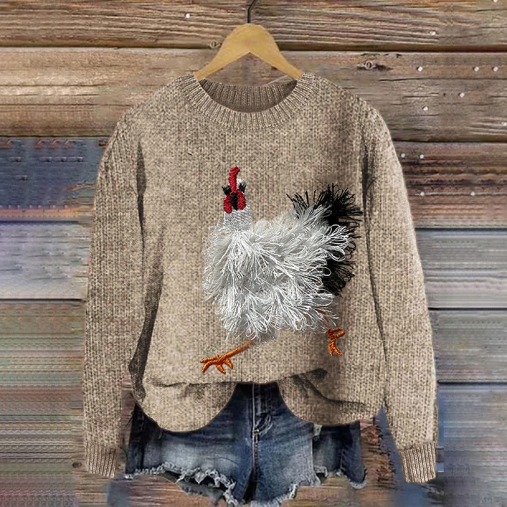 Women's Lovely Chicken Animal Cozy Casual Sweater