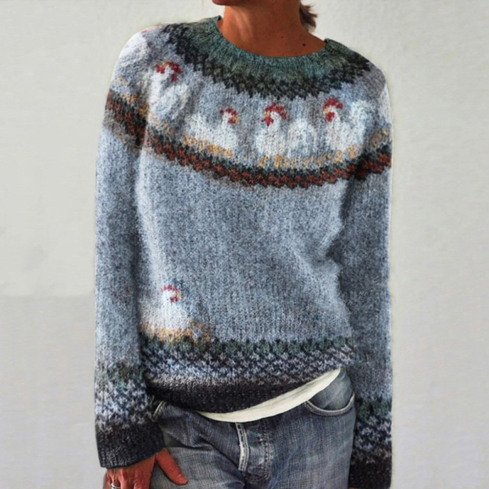 Women's Lovely Chicken Animal Cozy Sweater
