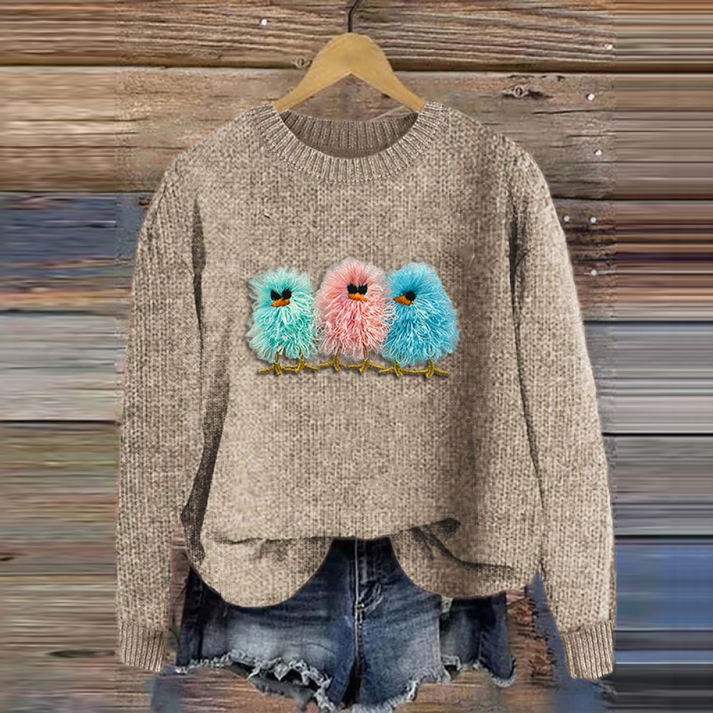 Women's Lovely Little Chicken Animal Cozy Casual Sweater