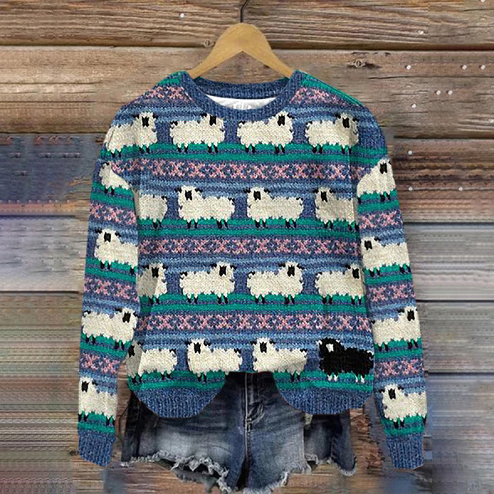 Women's Lovely Sheep Animal Sheep Print Sweatshirt