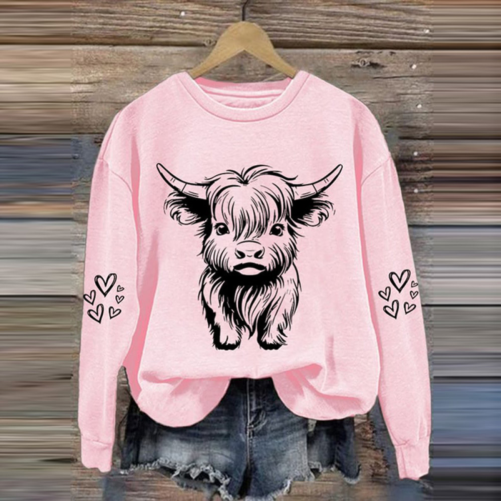 Women's Lucky Highland Cow Casual Sweatshirt