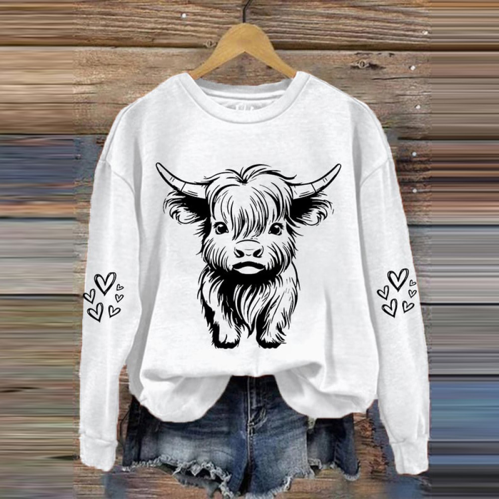 Women's Lucky Highland Cow Casual Sweatshirt