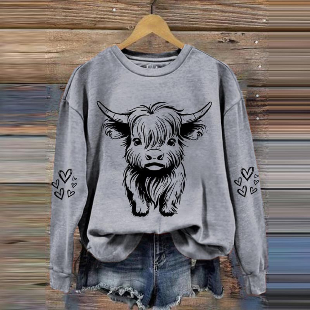 Women's Lucky Highland Cow Casual Sweatshirt