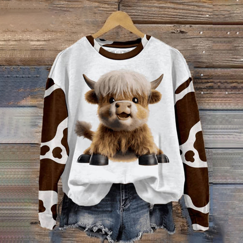 Women's Moooooo Highland Cow Baby Casual Sweatshirt