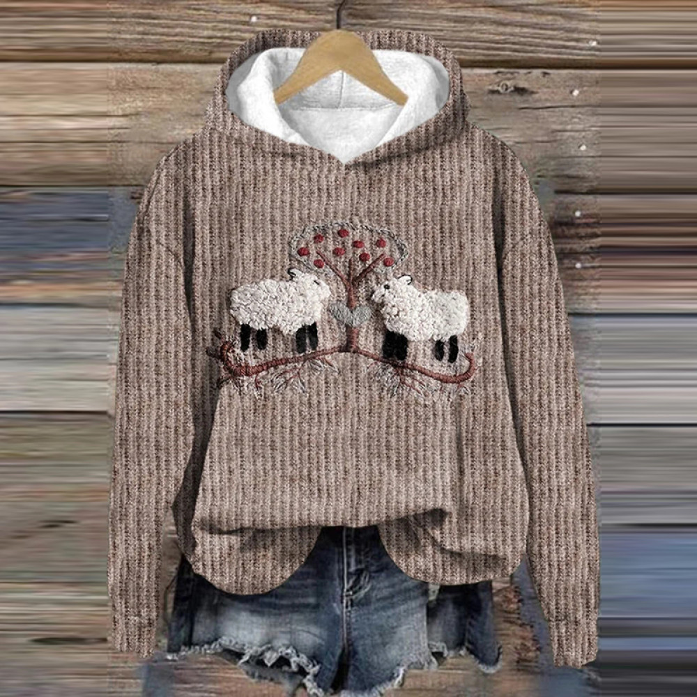 Women's Sheep Print Long Sleeve Hoodie