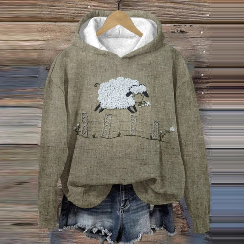 Women's Sheep Print Long Sleeve Sweatshirt