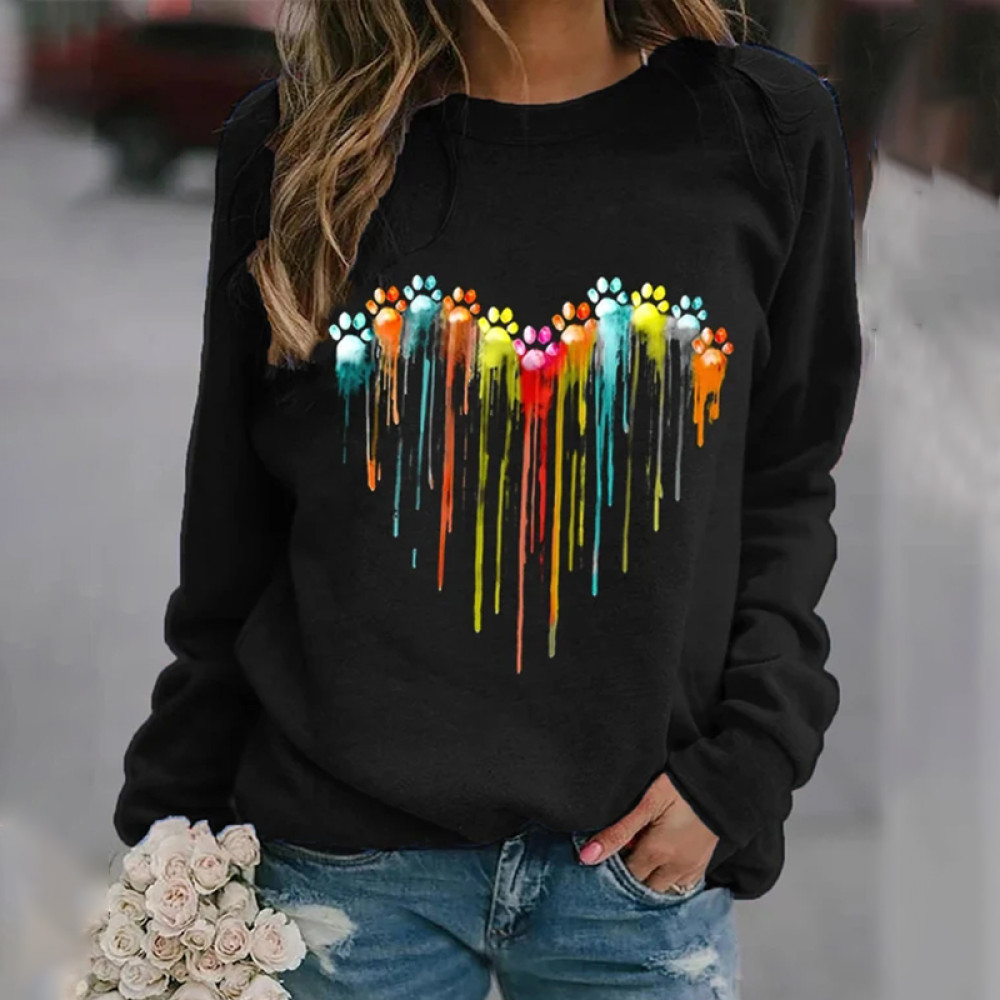 Colorful Love Dog Paw Print Sweatshirt