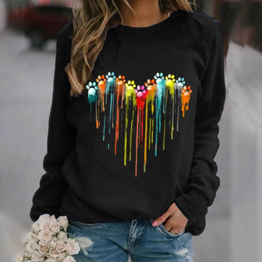 Colorful Love Dog Paw Print Sweatshirt