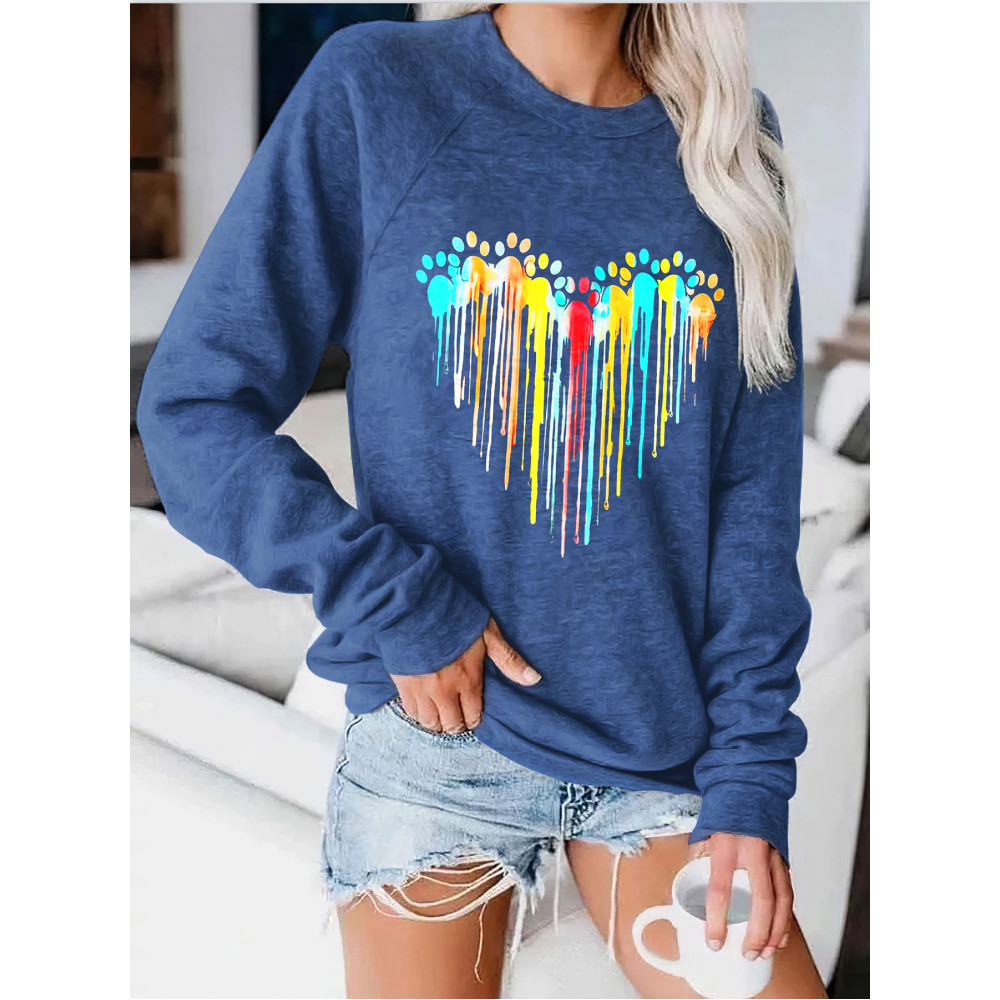Colorful Love Dog Paw Print Sweatshirt
