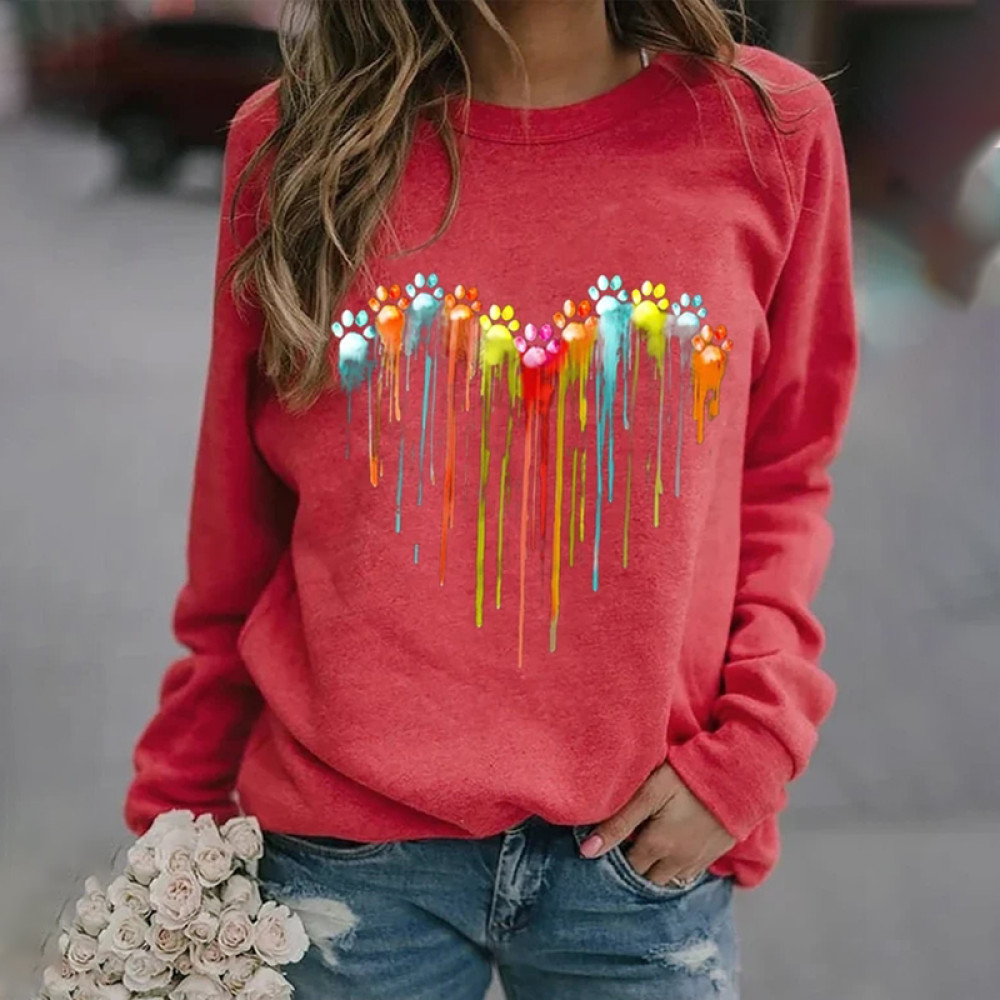 Colorful Love Dog Paw Print Sweatshirt
