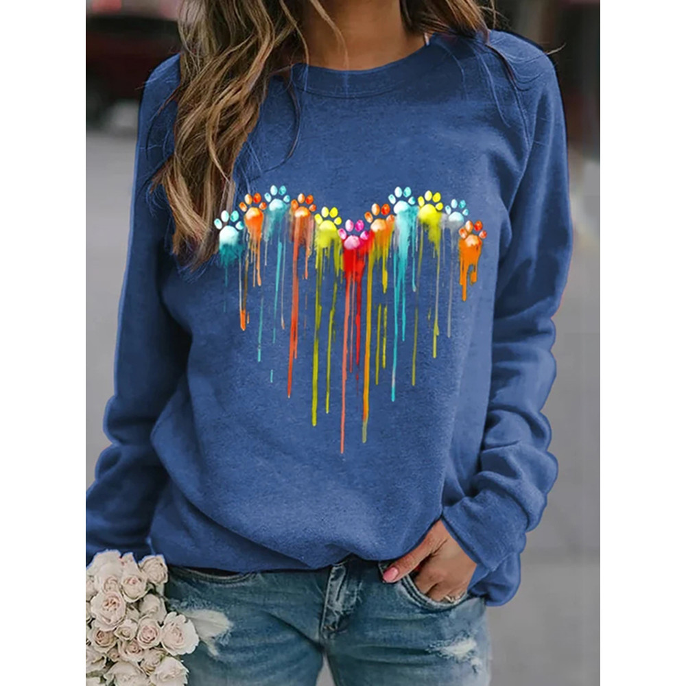 Colorful Love Dog Paw Print Sweatshirt