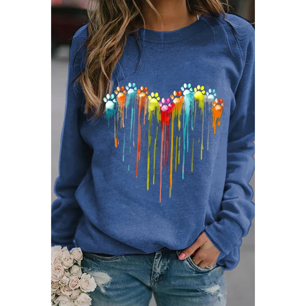 Colorful Love Dog Paw Print Sweatshirt