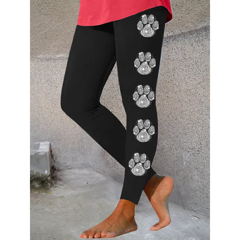 Dog Paw Print Everyday Casual Leggings