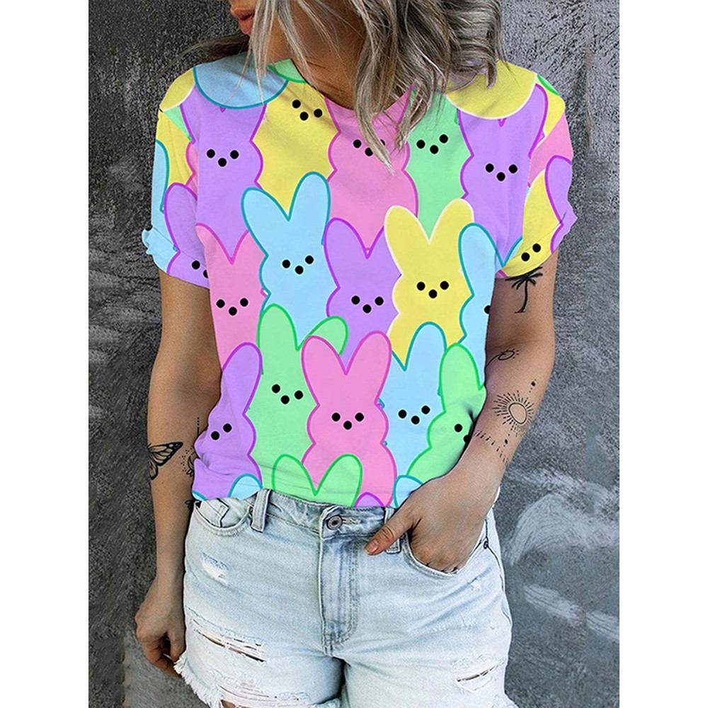Easter Colored Bunny Short Sleeve T-Shirt